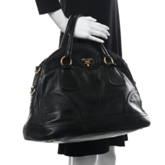 AUTHENTIC PRADA CERVO SHINE DOME BOWLER SHOULDER / CROSSBODY HANDBAG - Picture 5 of 10